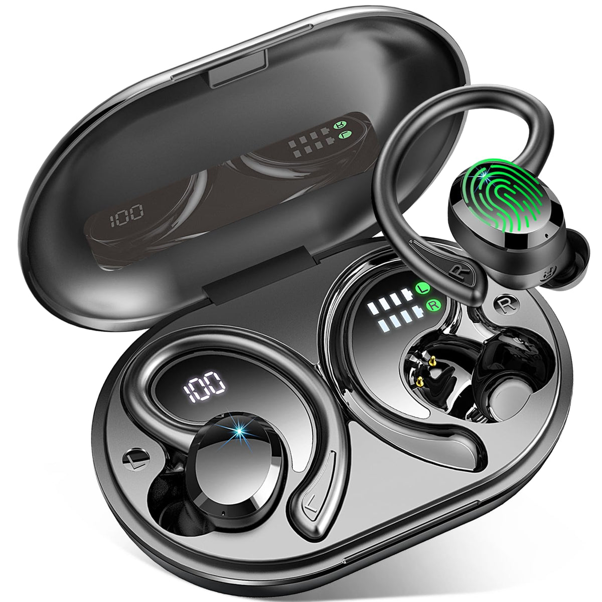 Rulefiss Q38 front packaging showing earbuds and case for clear first impressions