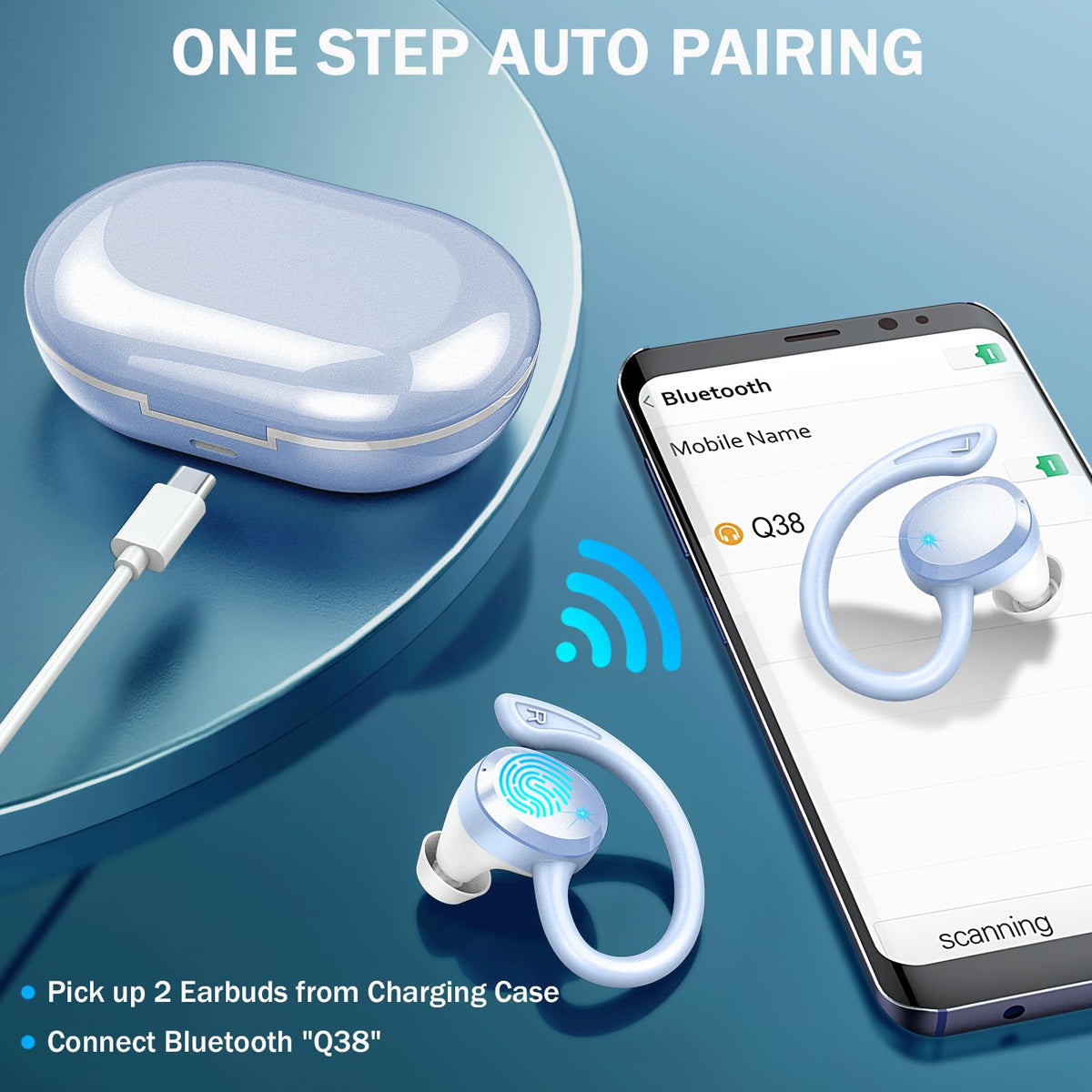 Rulefiss earbuds splashed with water, demonstrates IPX7 sweat protection