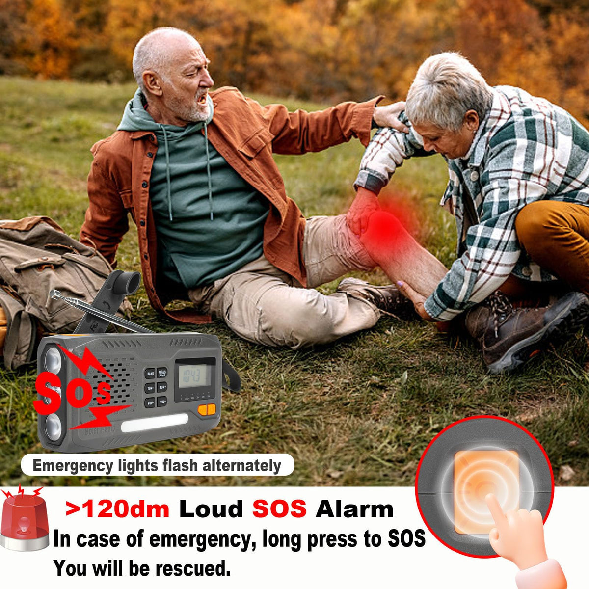 Rumenglai radio's large battery enables hours of radio and device charging.