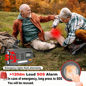 Rumenglai radio's large battery enables hours of radio and device charging.