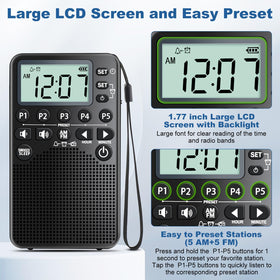 RunningByte pocket radio LCD backlit display for easy viewing in the dark.