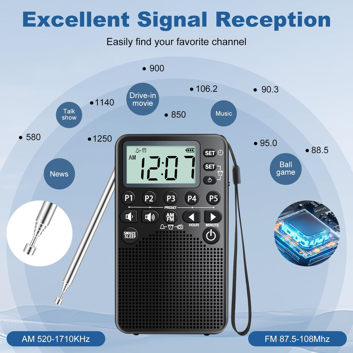 RunningByte pocket radio built in loud speaker for clear audio on the go.