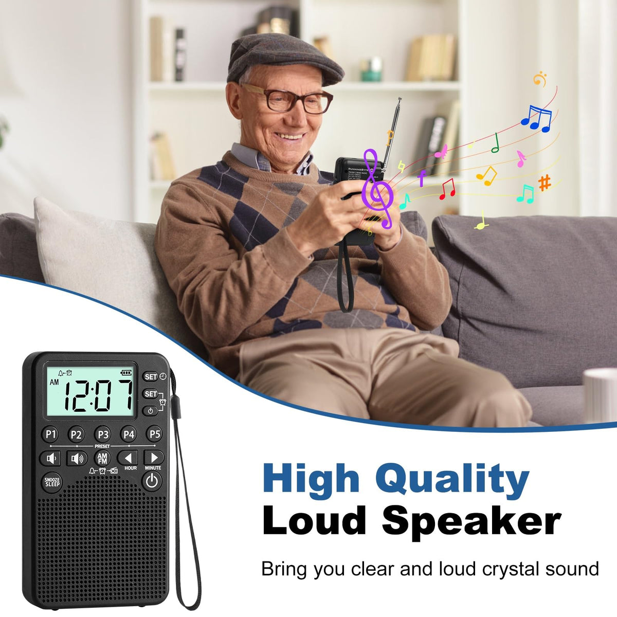 RunningByte pocket radio compact and portable design for travel.