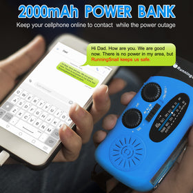 RunningSnail Emergency Radio USB port supports phone charging when needed.