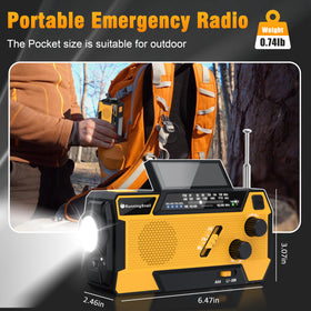 RunningSnail set up at campsite showing NOAA alerts, light and power in the outdoors