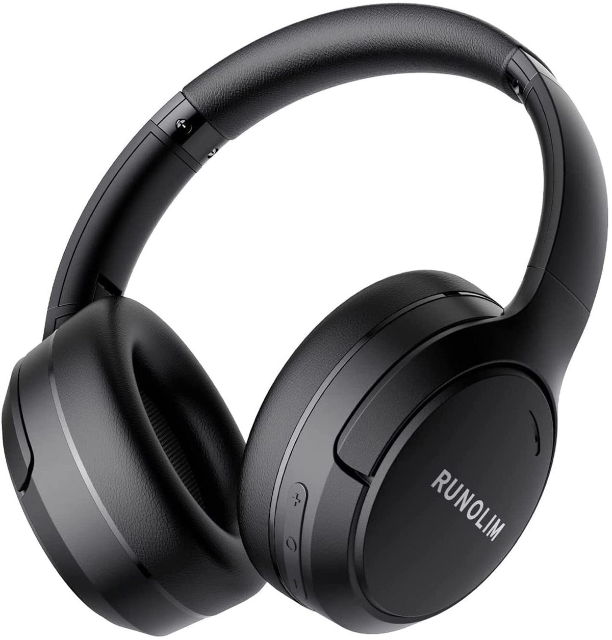 RUNOLIM front view showing foldable headphones and compact storage benefit