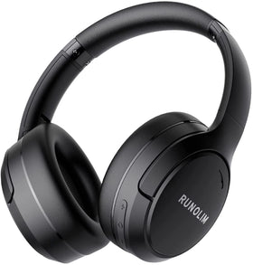RUNOLIM front view showing foldable headphones and compact storage benefit