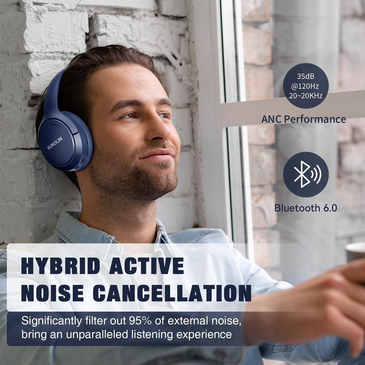 RUNOLIM connected with 3.5mm cable providing battery backup listening