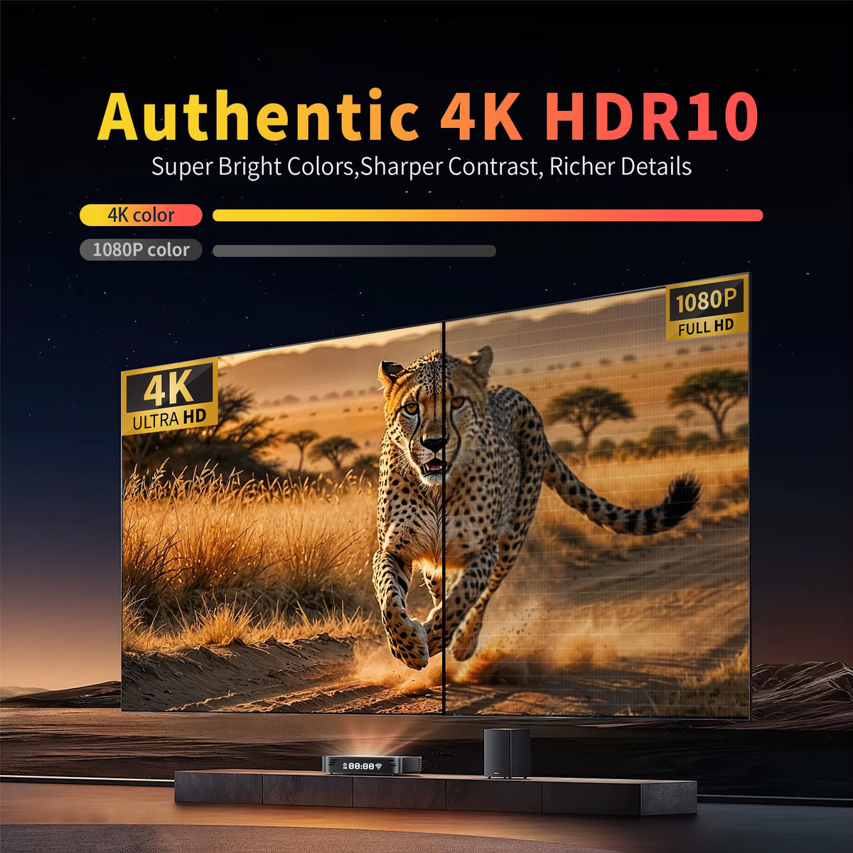 RUPA streaming 4K video on TV showing sharp colors and clarity