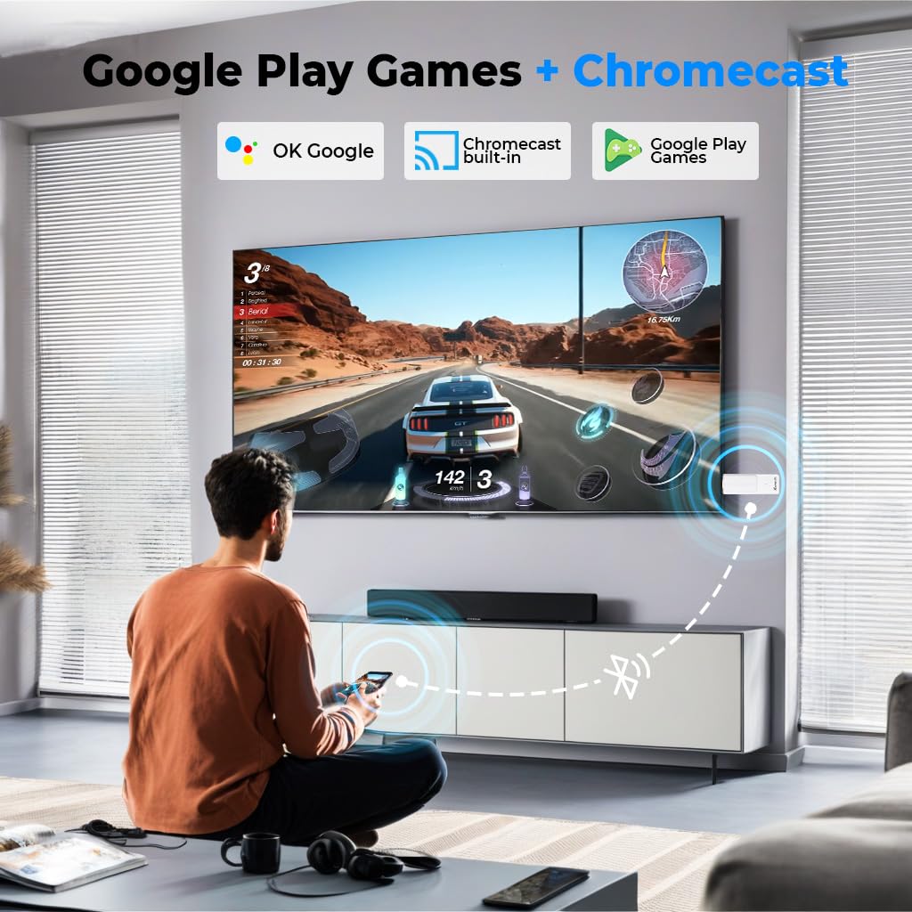 RUPA TV stick in a living room setting streaming 4K content showing improved viewing experience
