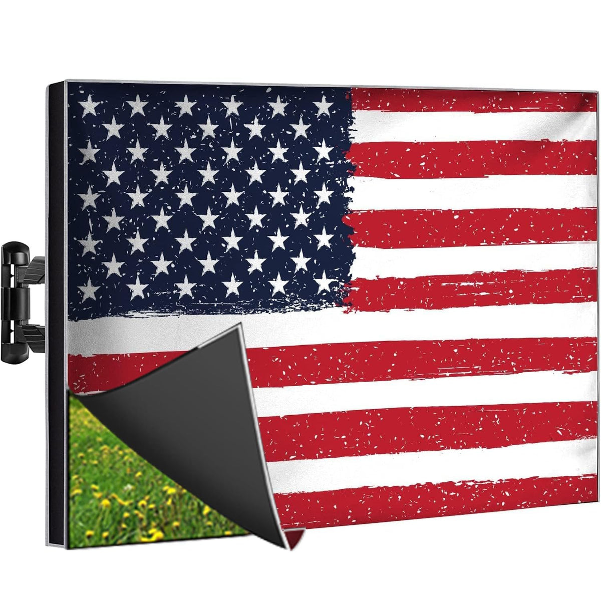Rushmore Rose USA front view of 90 inch cover protecting TV outdoors, weather protection