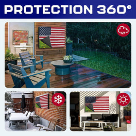 Rushmore Rose USA patio lifestyle scene showing TV protected outdoors