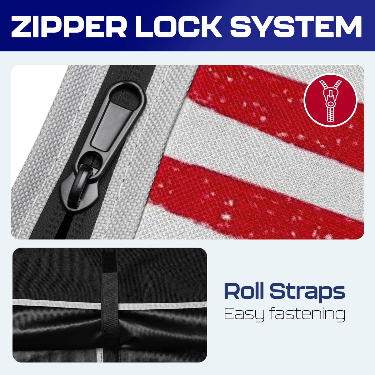 Rushmore Rose USA zipper closure detail provides easy secure access