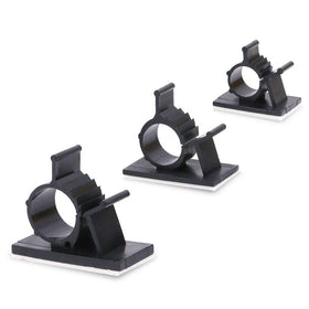 Rustark 100pcs three-size cable clips for versatile desk and wall cord management.