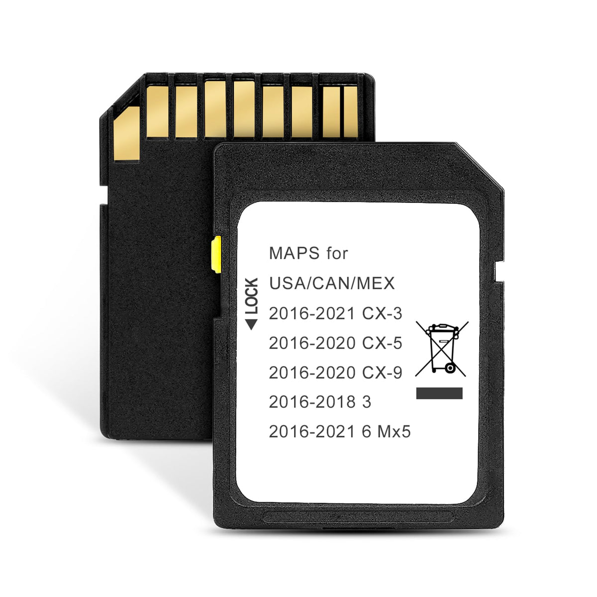 RVgolf front packaging showing SD card and supported Mazda models for quick purchase confidence