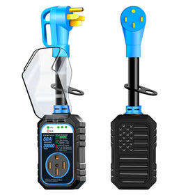 RVRVHOMM flag-design 50A RV surge protector for reliable camping power.