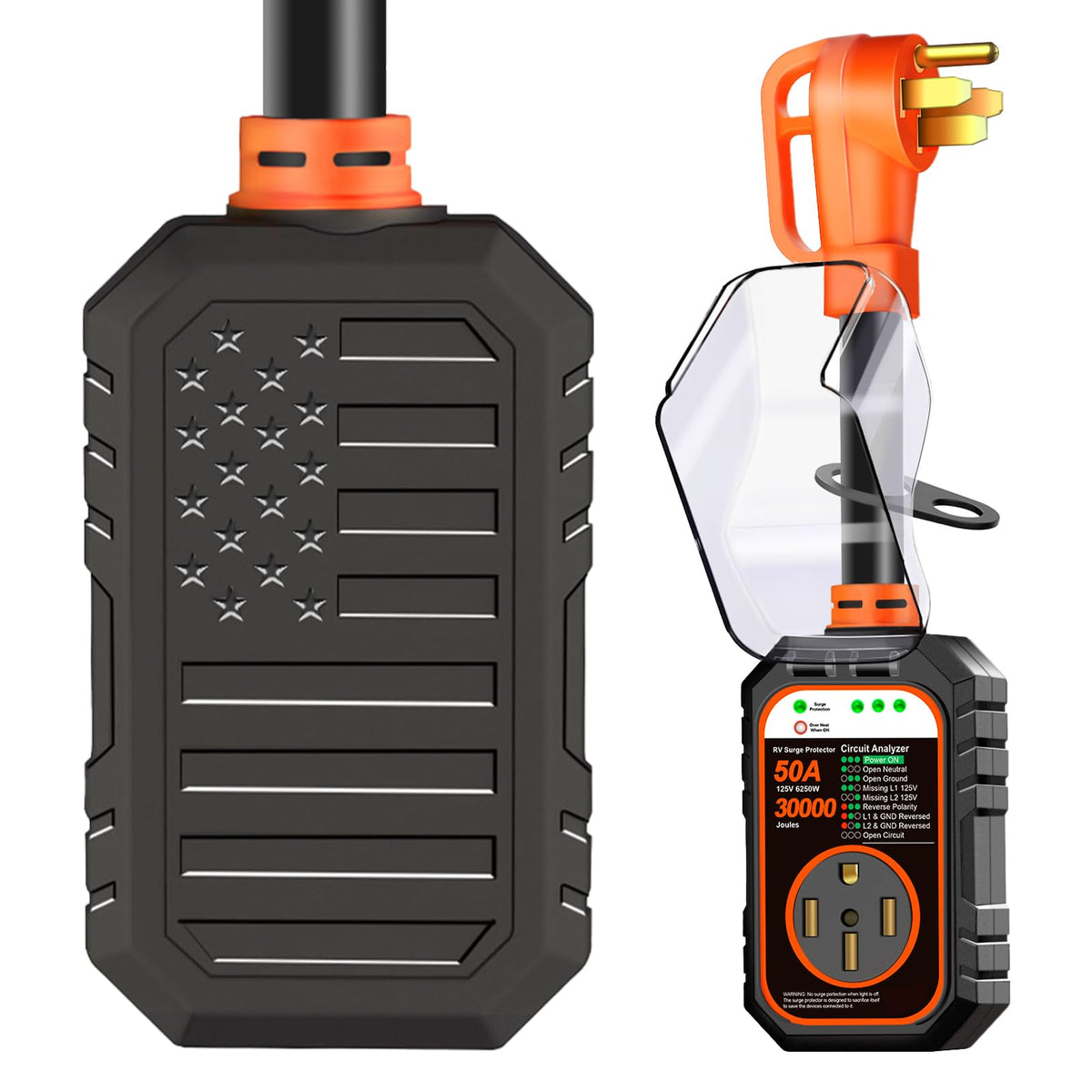 RVRVHOMM retail packaging with surge protector indicating included unit