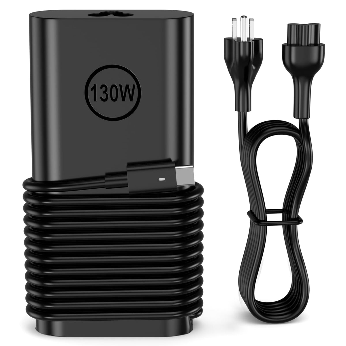 Ryaobwu 130W USB-C charger for Dell XPS setup, travel-ready power solution.