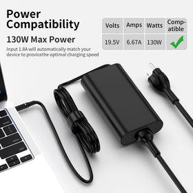 Ryaobwu 130W USB-C charger packaging includes adapter and power cord.