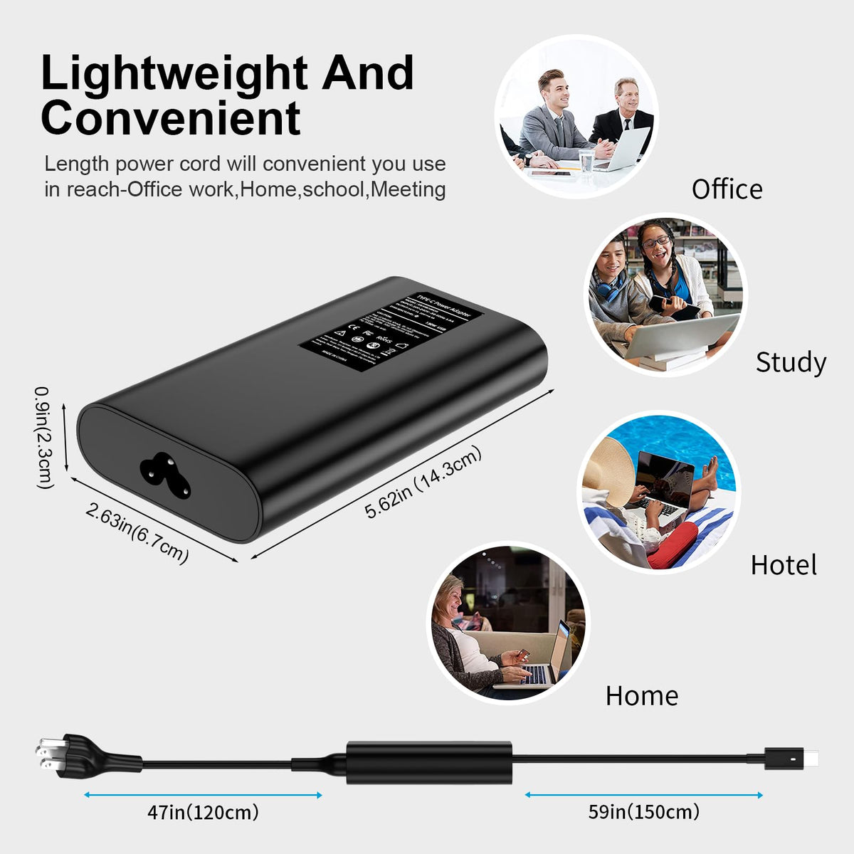 Ryaobwu 130W USB-C charger with included AC power cord for convenient setup.
