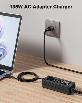 Ryaobwu 135W charger compatibility list shows broad notebook support.