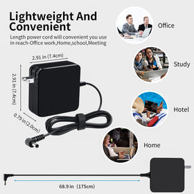 Ryaobwu 65W charger for Asus F555L; ideal for long work sessions