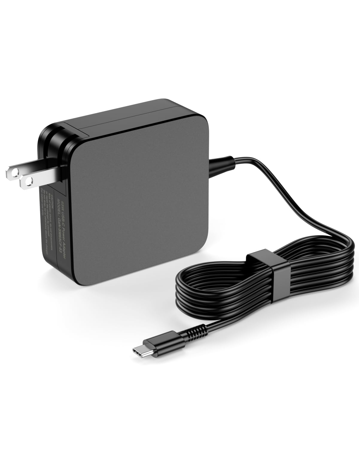 Ryaobwu 65W USB-C laptop charger front view with compact, portable design