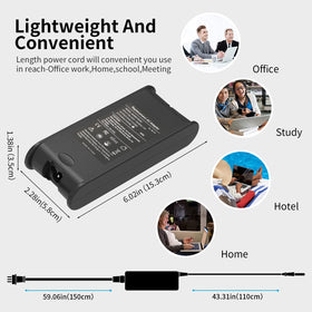 Ryaobwu 90W charger plugged into a Dell laptop during daily work.