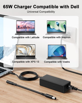 Ryaobwu Dell 65W adapter cable length image emphasizes 150 cm flexibility