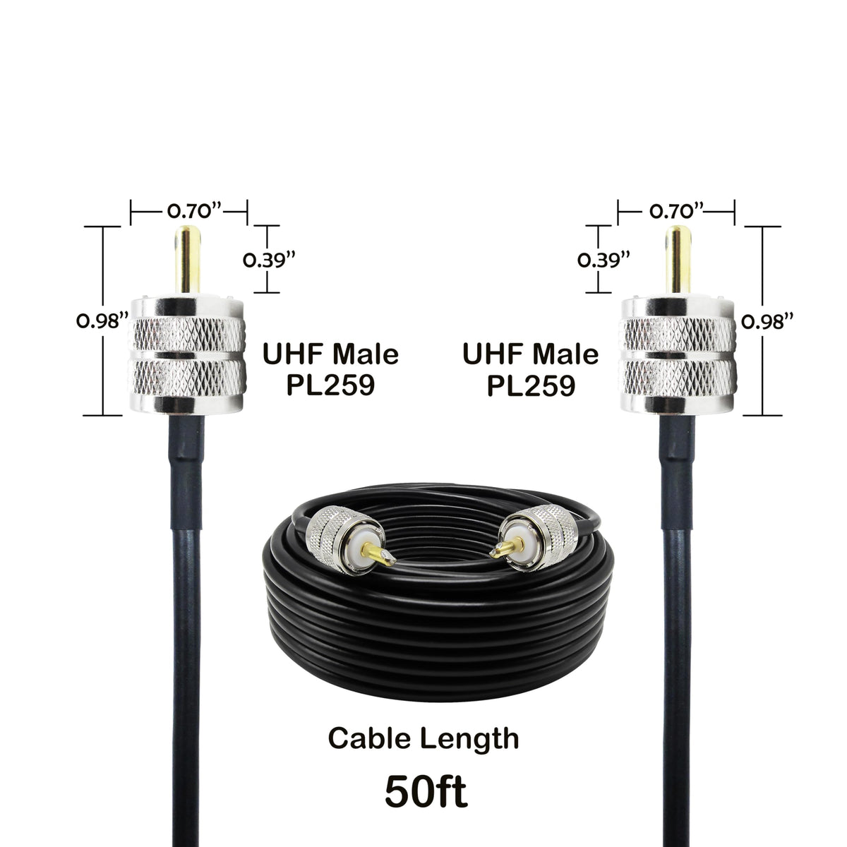 Rydocyee CB coax cable 50ft double shield reduces interference for clear signal