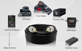 Rydocyee CB coax cable 50ft UHF PL259 connectors for easy compatibility