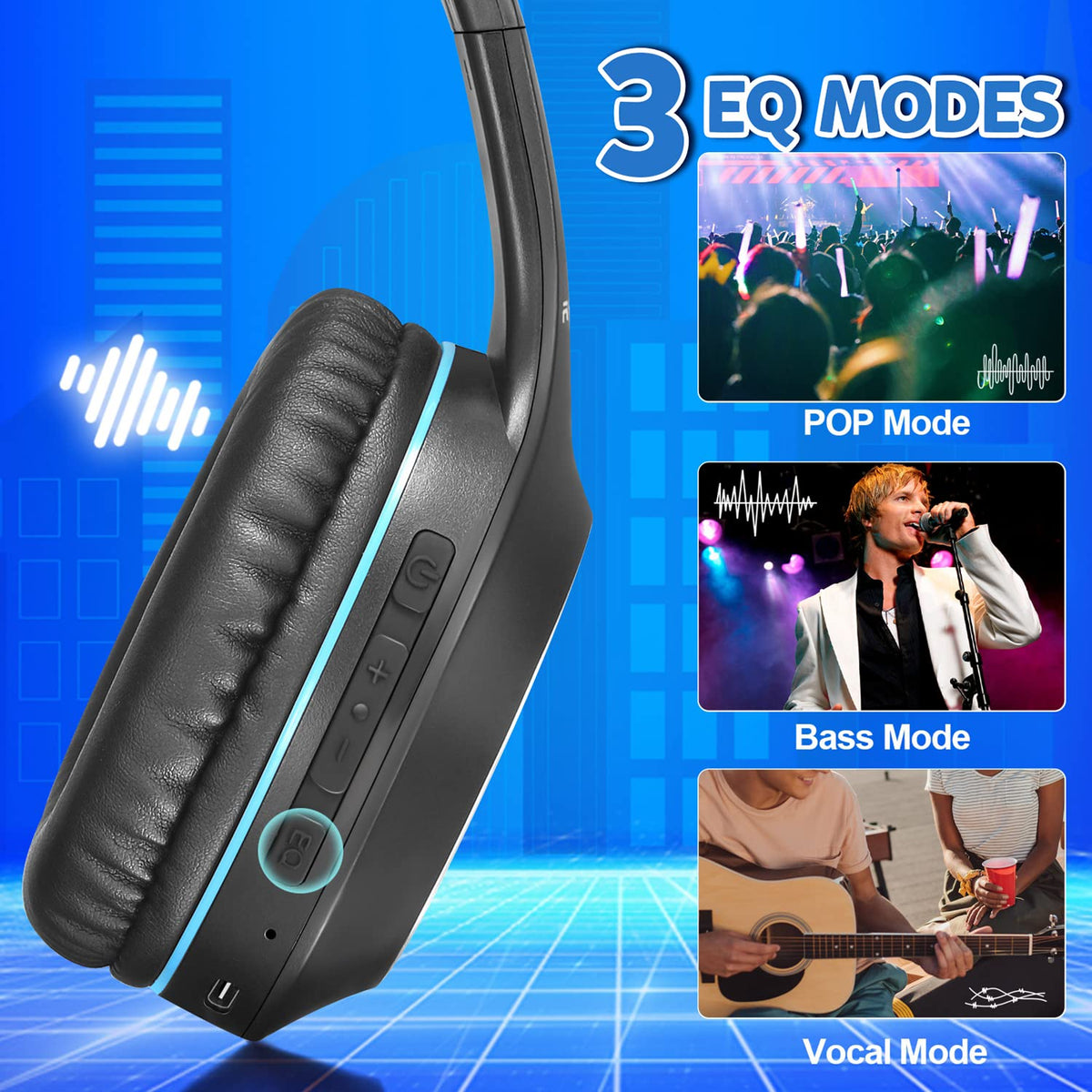 Rydohi foldable lightweight headset designed for travel and easy storage.
