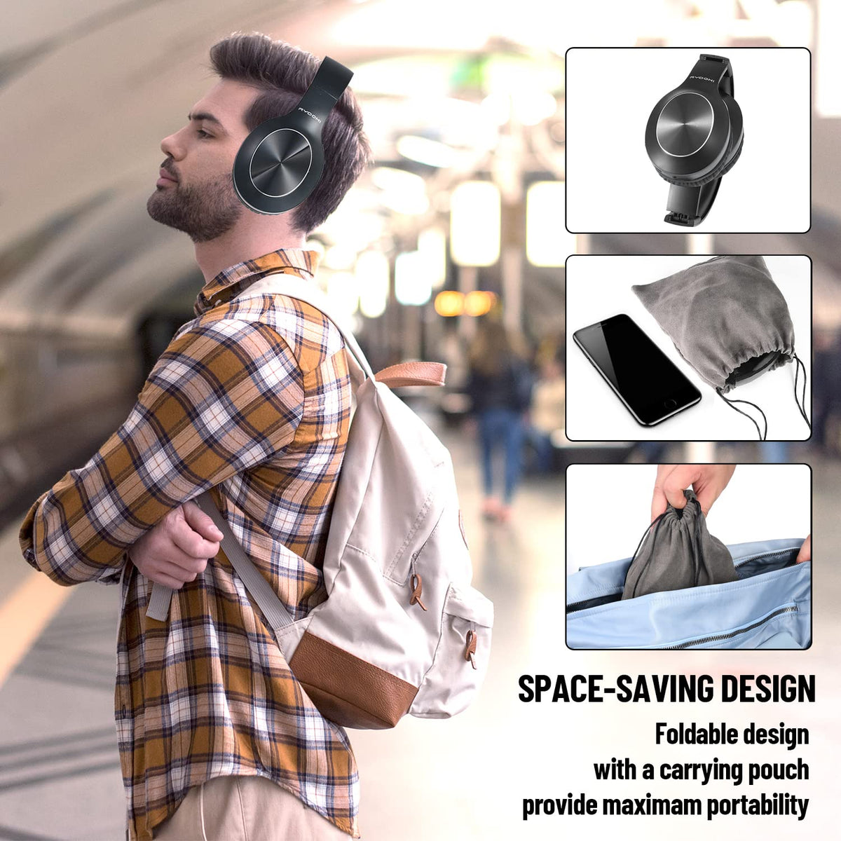 Rydohi headphones with Pop, Bass, and Vocal EQ modes