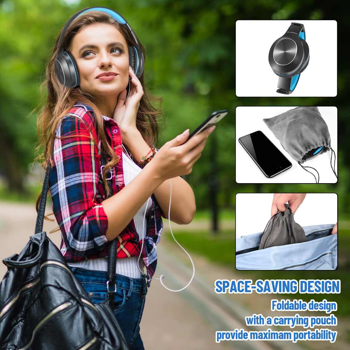 Rydohi headphones with Pop, Bass and Vocal EQ modes for custom sound tuning.