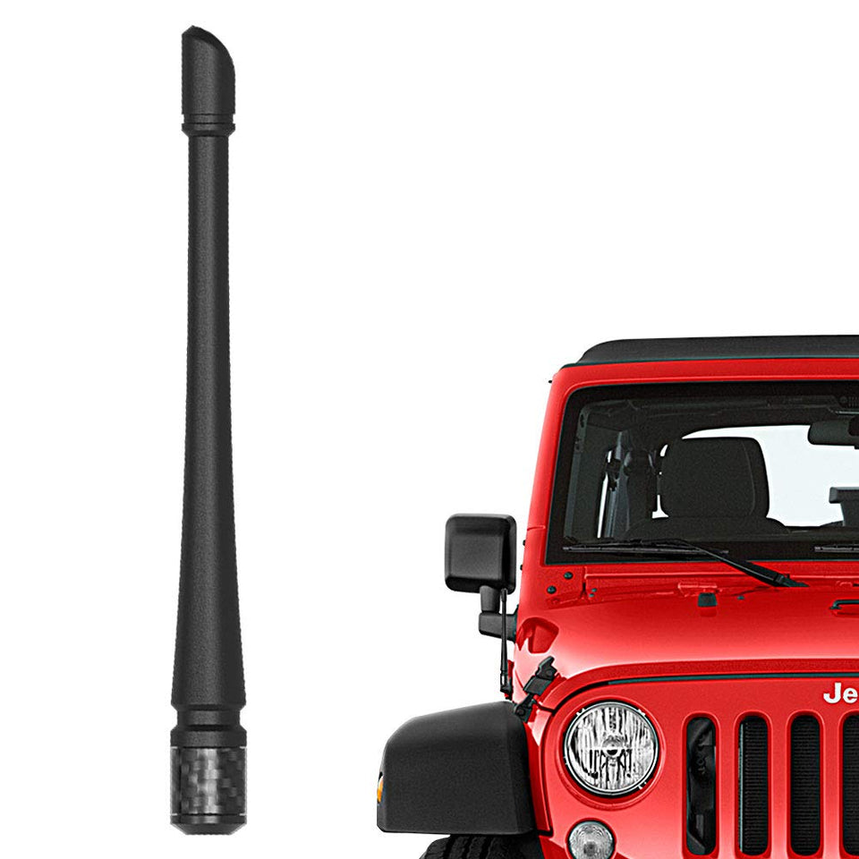 Rydonair antenna mounted on Jeep front showing low-profile benefit
