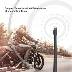 Rydonair antenna installed on Harley highlighting low-profile visual upgrade