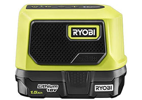 RYOBI One+ 18V compact speaker side view delivering clear sound