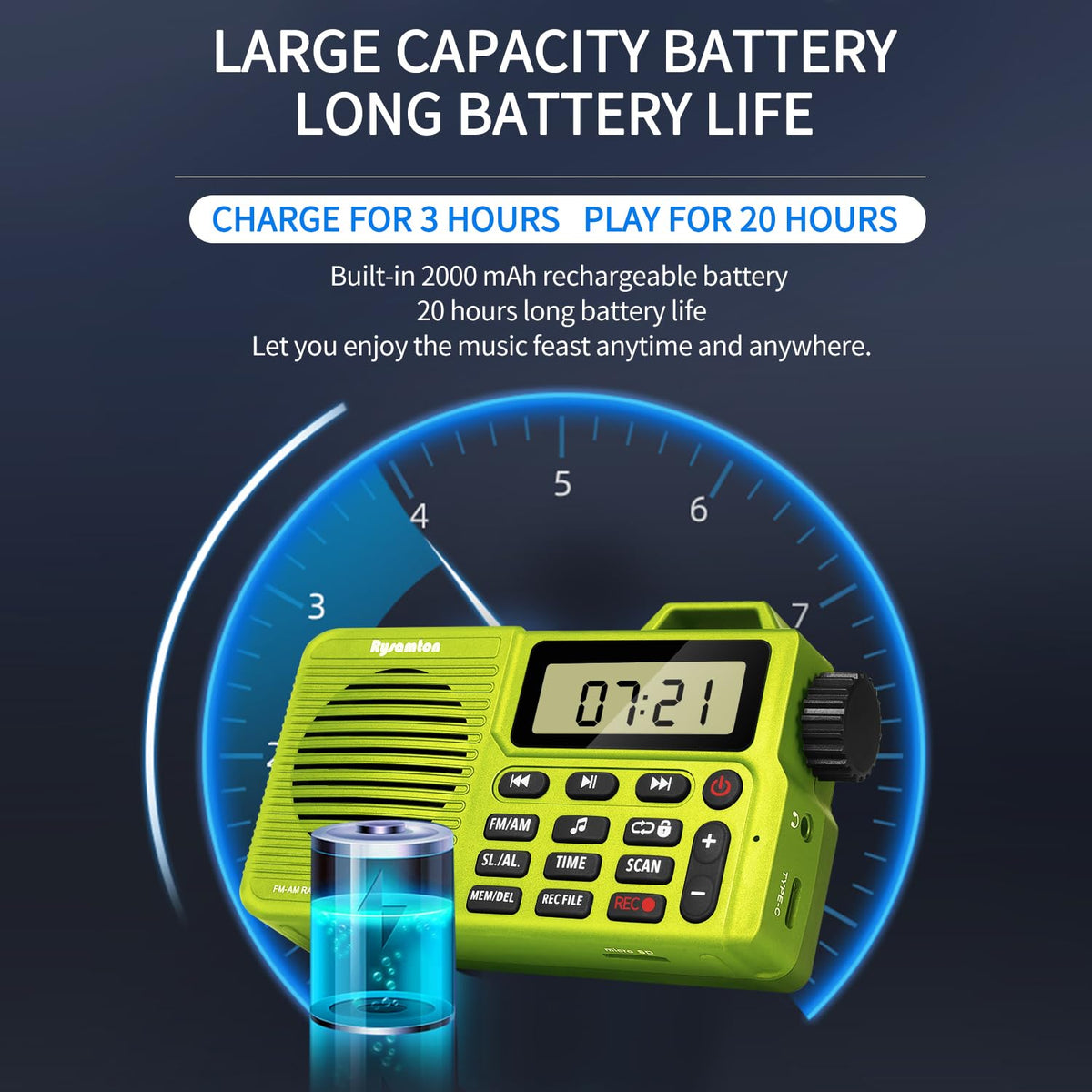 Rysamton 12/24H display for easy time checking.
