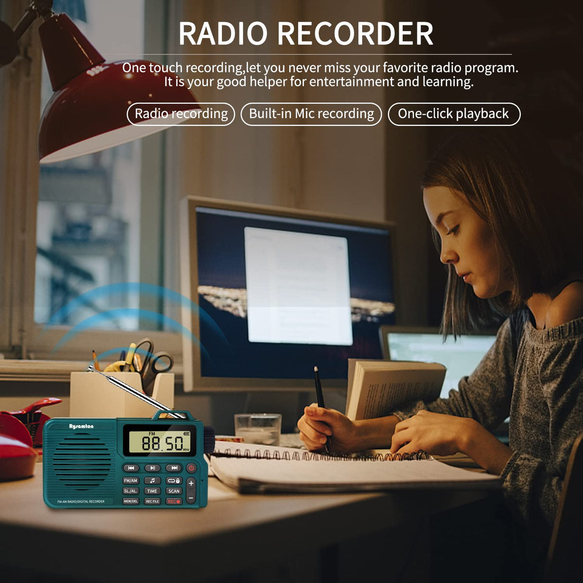 Rysamton large 12/24h display helps quick time checks.