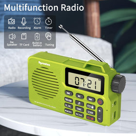 Rysamton Bluetooth speaker and radio combo for wireless music playback.