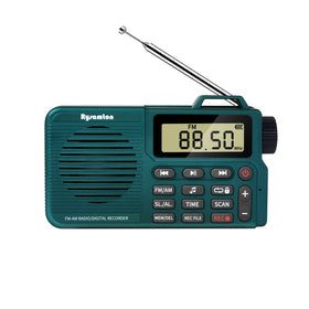Rysamton portable radio front display with large readout for easy tuning on the go.