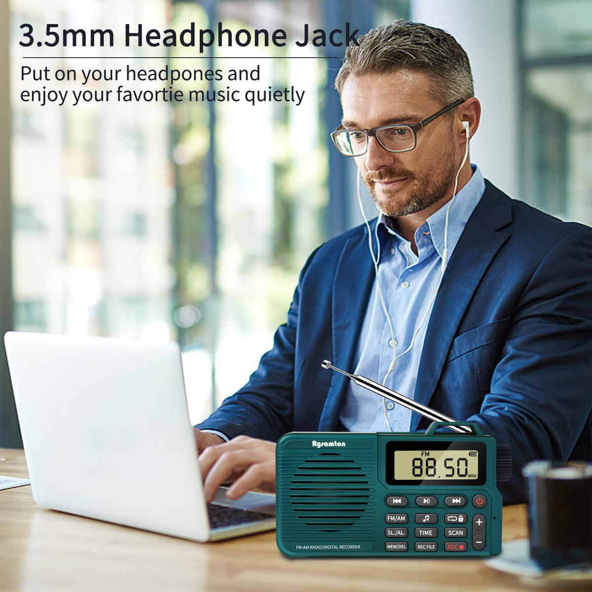 Rysamton FM/AM recording mode captures broadcasts for later listening.