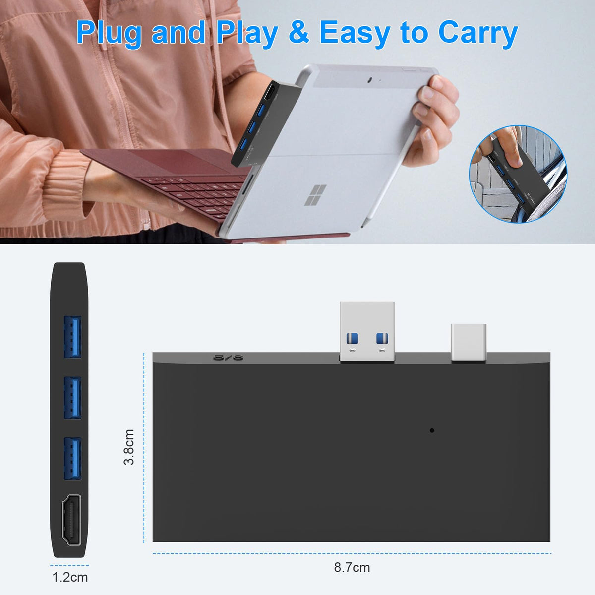 Rytaki Plug-and-play Surface Pro dock requires no extra power