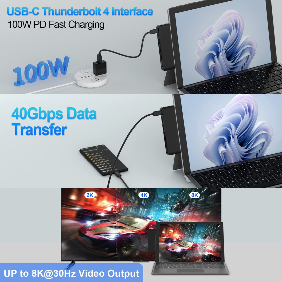 Rytaki Surface Pro dock SD/TF slots for quick media transfer