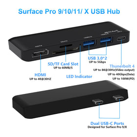 Rytaki Surface Pro dock showing USB-C Thunderbolt 4 port expansion