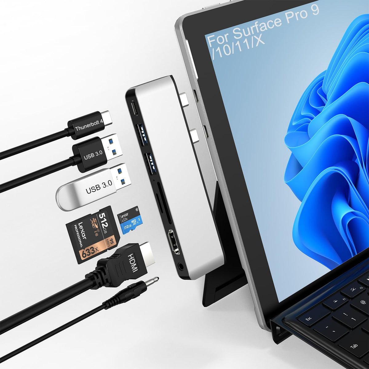 Rytaki Surface Pro Docking Station with 4K HDMI output for external display and productivity