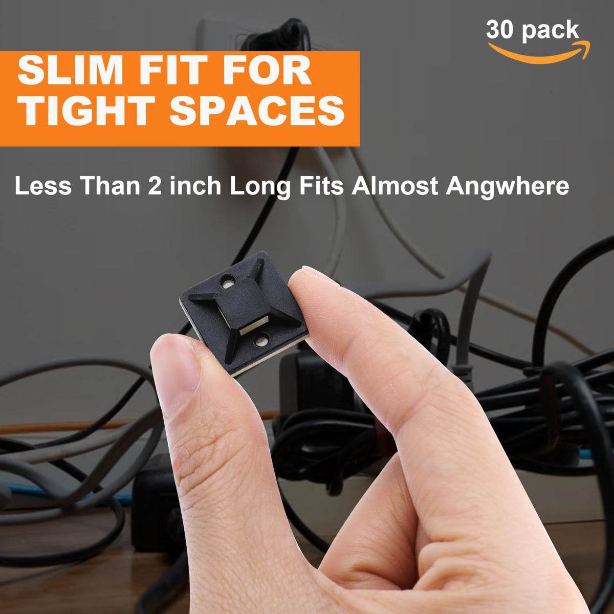 Rythcraft adhesive mount fixed under desk edge for tidy cable routing and concealment