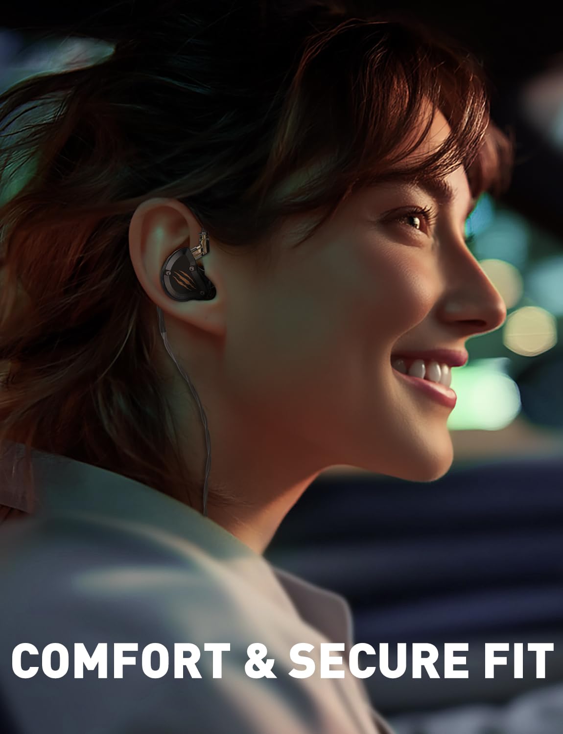 Rythflo detachable silver-plated 2-pin cable, improves sound detail and serviceability