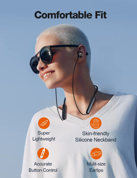 Rythflo earbuds in-ear fit during exercise demonstrating sweatproof stability and comfort