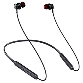 Rythflo neckband front view showing sleek design and easy controls for convenience